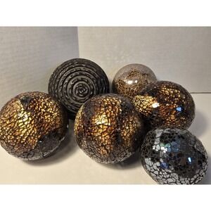 6 Spheres ,Balls Decor Lot 3-5 In. Made Of Various Materials Table Cool /0412